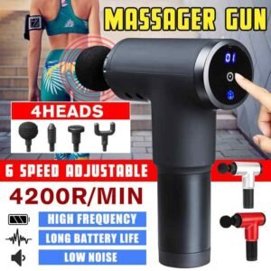 4200r/min LCD Therapy Massage Guns 6 Gears Muscle Massager Pain Sport Massage Machine Relax Body Slimming Relief 4 Heads 2000mAh