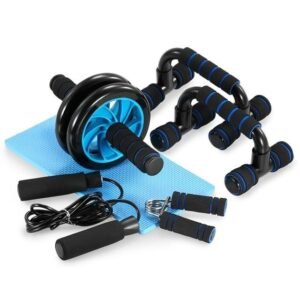 TOMSHOO Gym Fitness Equipment Muscle Trainer Wheel Roller Kit Abdominal Roller Push Up Bar Jump Rope Workout Crossfit Sport Home