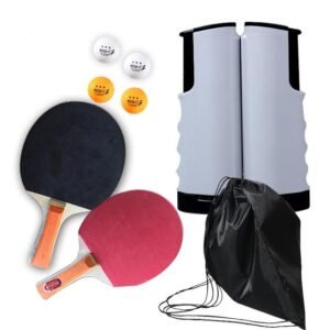 Portable Ping Pong Table Tennis Racket 1.9M Telescopic Net 4 Balls Rack 1 Pair Table Tennis Rubber Paddle Pingpong Training Set